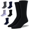6 Pairs Bamboo Derived Loose Top Socks Bulk Pack - Assorted (Diabetic Comfort Circulation)