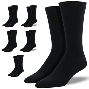 6 Pairs Bamboo Derived Loose Top Socks Pack - Black (Diabetic Comfort Circulation)