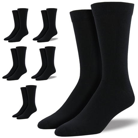 6 Pairs Bamboo Derived Loose Top Socks Pack - Black (Diabetic Comfort Circulation)