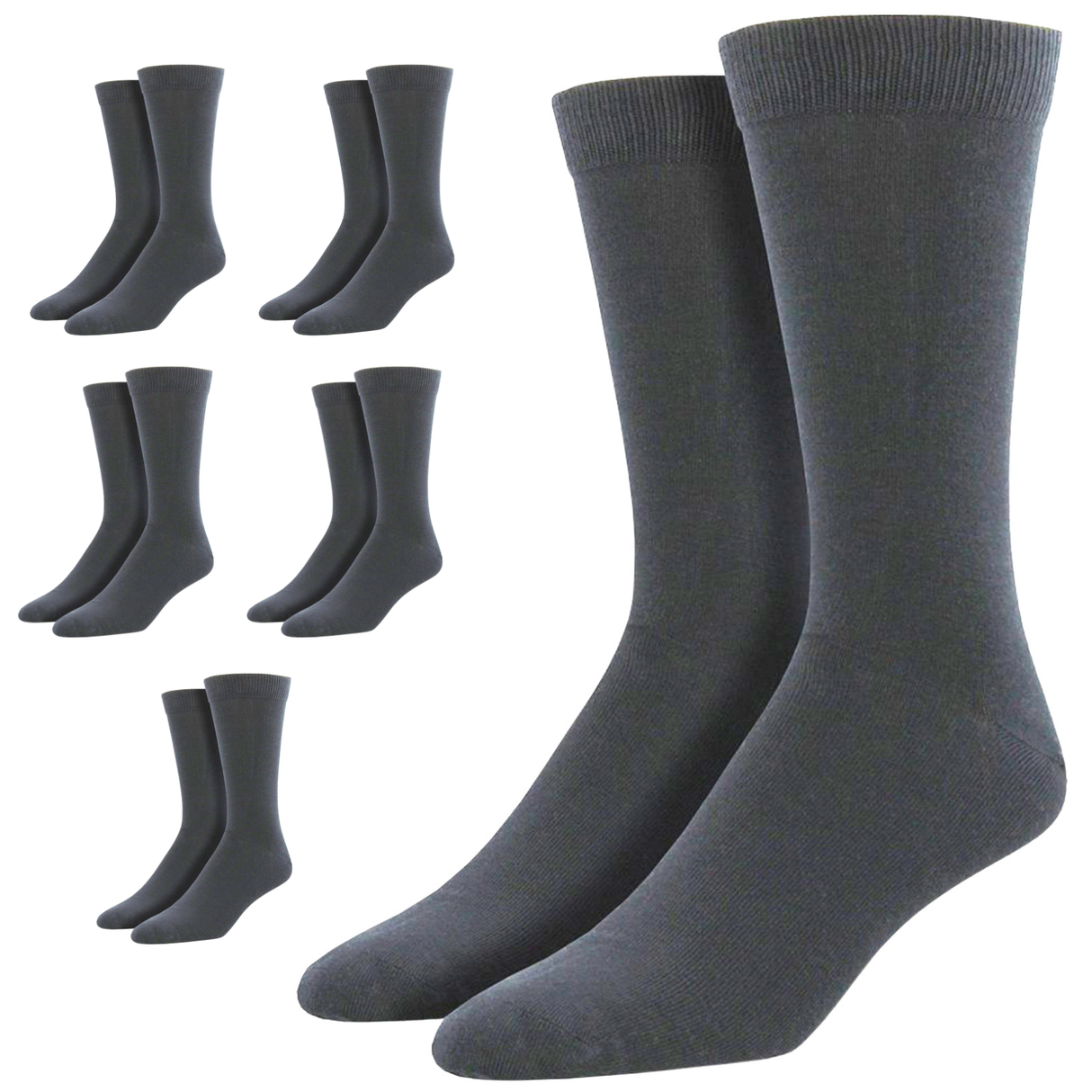 6 Pairs Bamboo Derived Loose Top Socks Bulk Pack - Grey (Diabetic Comfort Circulation)