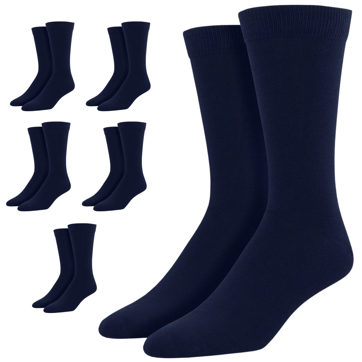 6 Pairs Bamboo Derived Loose Top Socks Bulk Pack - Navy Blue (Diabetic Comfort Circulation)