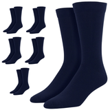 6 Pairs Bamboo Derived Loose Top Socks Bulk Pack - Navy Blue (Diabetic Comfort Circulation)