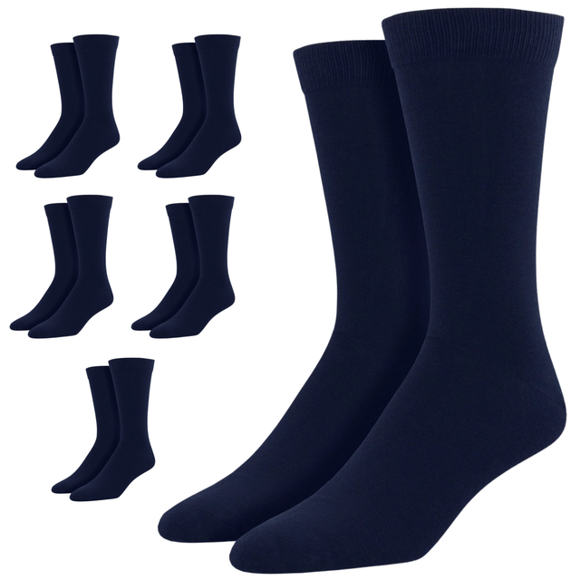 6 Pairs Bamboo Derived Loose Top Socks Bulk Pack - Navy Blue (Diabetic Comfort Circulation)