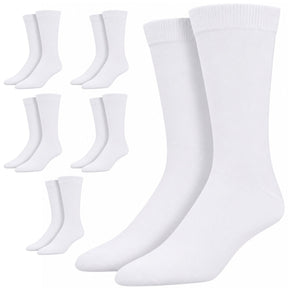 6 Pairs Bamboo Derived Loose Top Socks Bulk Pack - White (Diabetic Comfort Circulation)