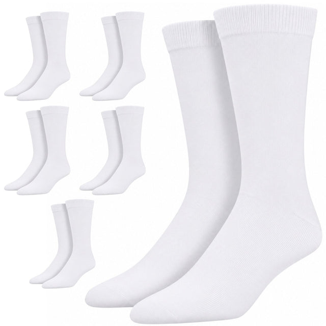 6 Pairs Bamboo Derived Loose Top Socks Bulk Pack - White (Diabetic Comfort Circulation)