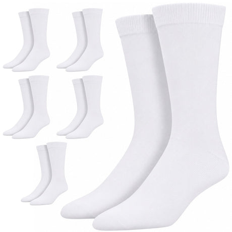 6 Pairs Bamboo Derived Loose Top Socks Pack - White (Diabetic Comfort Circulation)