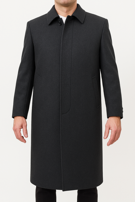 Bossini Lapel Trench Coat w/ Cashmere - Charcoal (Small)