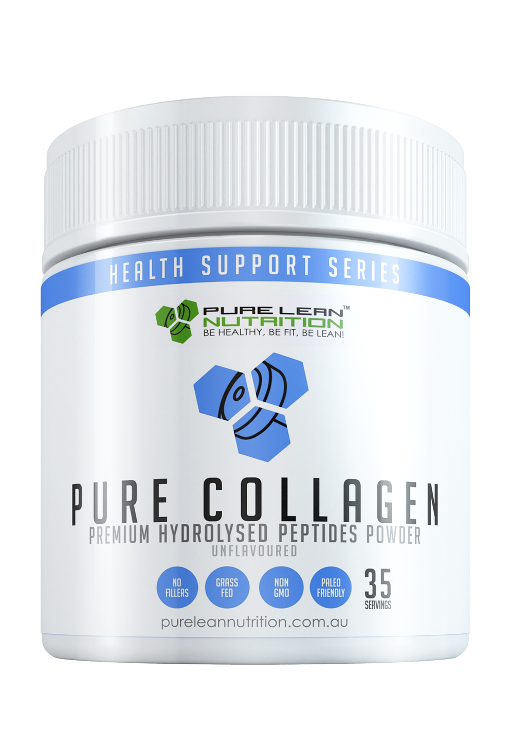 840g Pure Lean Nutrition Hydrolysed Collagen Peptides Powder - Grass Fed (Hair Skin Nail Supplement)