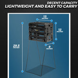 Tourna Ballport 80 Tennis Ball Basket 80-Ball Capacity Lightweight Polypropylene in Black