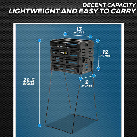 Tourna Ballport 80 Tennis Ball Basket 80-Ball Capacity Lightweight Polypropylene in Black