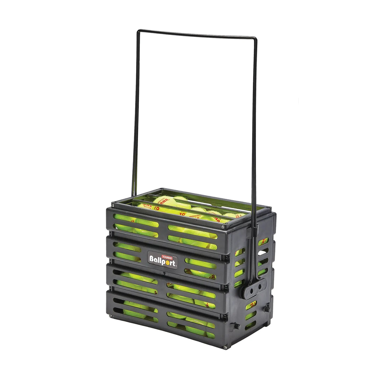 Tourna Ballport 80 Tennis Ball Basket 80-Ball Capacity Lightweight Polypropylene in Black