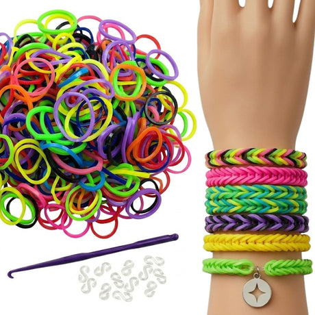 1200pcs Mixed Colours Loom Bands Refill Kit - Kids DIY Rubber Bracelet  Craft Set w/ 12 S Clips & 1 Hook