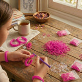 1200pcs Hot Pink Loom Bands Refill Kit - Kids DIY Rubber Bracelet  Craft Set w/ 12 S Clips & 1 Hook