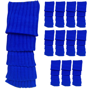 12x Blue Ribbed Leg Warmers Bulk Pack - Womens Dance Costume/80s Party