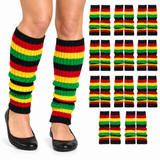 12x Indigenous Colours Ribbed Leg Warmers Bulk Pack - Womens Dance Costume/80s Party
