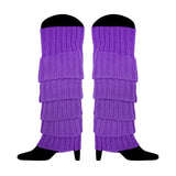 12x LEG WARMERS Knitted Womens Costume Neon Dance Party Knit 80s BULK - Purple