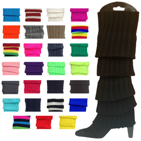 12x Assorted Colours Ribbed Leg Warmers Bulk Pack - Womens Dance Costume/80s Party