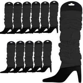 12x Black Leg Warmers Bulk Pack - Womens Dance Costume/80s Party