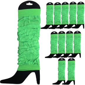 12x Fluro Green Leg Warmers Bulk Pack - Womens Dance Costume/80s Party