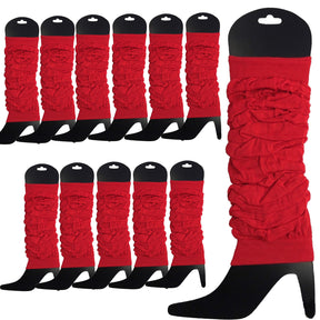 12x Red Leg Warmers Bulk Pack - Womens Dance Costume/80s Party