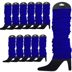12x Royal Blue Leg Warmers Bulk Pack - Womens Dance Costume/80s Party