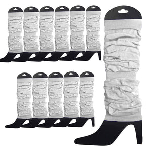 12x White Leg Warmers Bulk Pack - Womens Dance Costume/80s Party