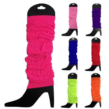 12 LEG WARMERS Knitted Womens Neon Party Knit Ankle Fluro Dance Costume 80s BULK - Assorted Pack