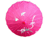 12x Hot Pink Parasol Umbrellas Bulk - Asian Bamboo Flower Pattern (80cm)