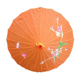 12x PARASOL UMBRELLA Chinese Japanese Bamboo Flower Pattern 80cm Large BULK - Orange
