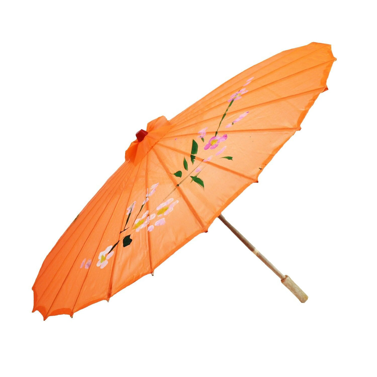 12x Orange Parasol Umbrellas Bulk Pack - Asian Bamboo Flower Pattern (80cm)