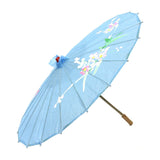 12x Sky Blue Parasol Umbrellas Bulk Pack - Asian Bamboo Flower Pattern (80cm)