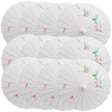 12x PARASOL UMBRELLA Chinese Japanese Bamboo Flower Pattern 80cm Large BULK - White
