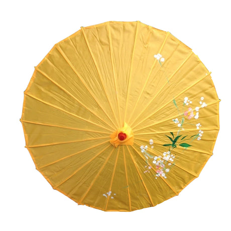 12x PARASOL UMBRELLA Chinese Japanese Bamboo Flower Pattern 80cm Large BULK - Yellow