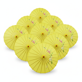 12x PARASOL UMBRELLA Chinese Japanese Bamboo Flower Pattern 80cm Large BULK - Yellow