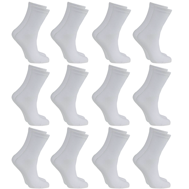 12x Pairs WHITE SCHOOL SOCKS Cotton Rich Girls Boys No Seam School Uniform BULK