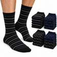 18 Pairs Cotton Business Socks Bulk Pack - Assorted Colours (Mens Dress Crew Casual Work Socks)