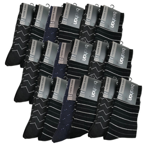 18 Pairs Cotton Business Socks Bulk Pack - Assorted Colours (Mens Dress Crew Casual Work Socks)