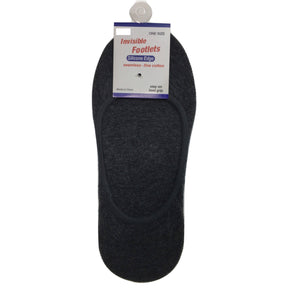 1x NO SHOW COTTON SOCKS Non Slip Heel Grip Low Cut Invisible Footlet Seamless - Charcoal - 6-11