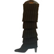 24x Womens Leg Warmers Disco Winter Knit Dance Party Crochet Legging Socks Costume - Black