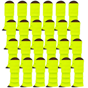 24x Fluro Yellow Ribbed Leg Warmers Bulk Pack - Womens Dance Costume/80s Party
