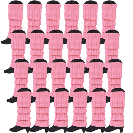 24x Light Pink Ribbed Leg Warmers Bulk Pack - Womens Dance Costume/80s Party