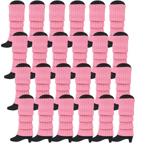 24x Light Pink Ribbed Leg Warmers Bulk Pack - Womens Dance Costume/80s Party