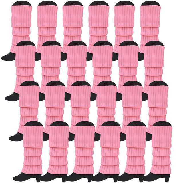 24x Light Pink Ribbed Leg Warmers Bulk Pack - Womens Dance Costume/80s Party