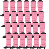 24x Womens Leg Warmers Disco Winter Knit Dance Party Crochet Legging Socks Costume - Light Pink