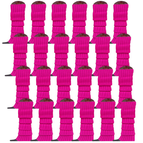 24x Purple Ribbed Leg Warmers Bulk Pack - Womens Dance Costume/80s Party