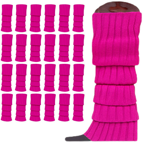 24x Purple Ribbed Leg Warmers Bulk Pack - Womens Dance Costume/80s Party