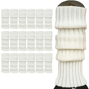 24x White Ribbed Leg Warmers Bulk Pack - Womens Dance Costume/80s Party