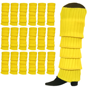 24x Yellow Ribbed Leg Warmers Bulk Pack - Womens Dance Costume/80s Party