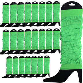 24x Fluro Green Leg Warmers Bulk Pack - Womens Dance Costume/80s Party