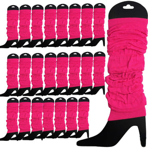 24x Fluro Hot Pink Leg Warmers Bulk Pack - Womens Dance Costume/80s Party